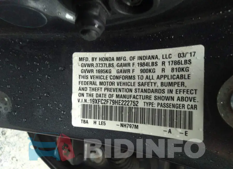 19XFC2F79HE222752 Photo# 9