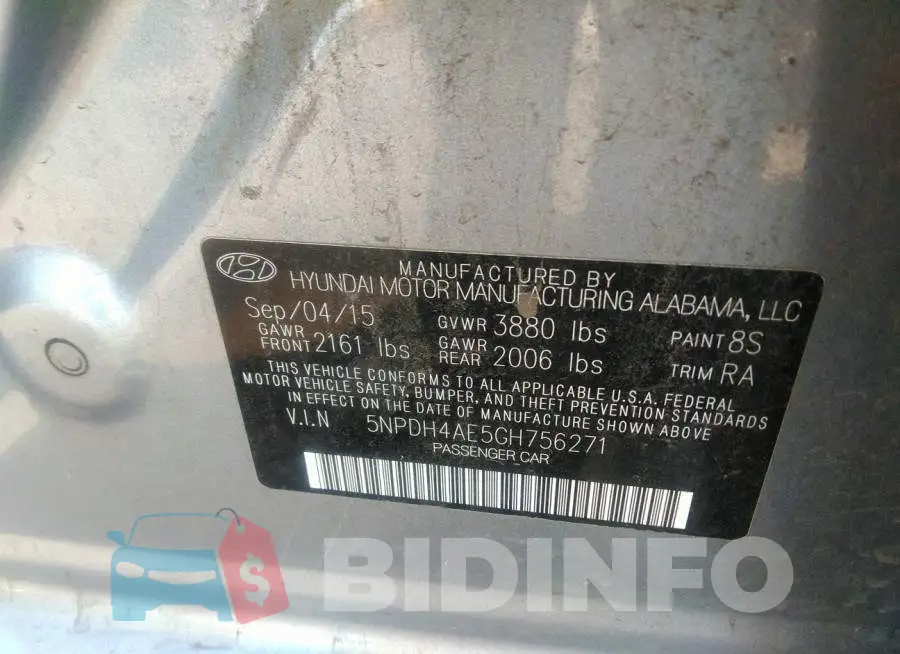 5NPDH4AE5GH756271 Photo# 9