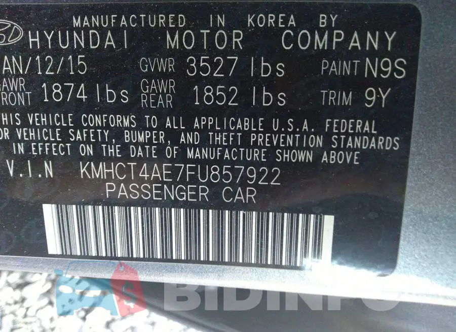 KMHCT4AE7FU857922 Photo# 9
