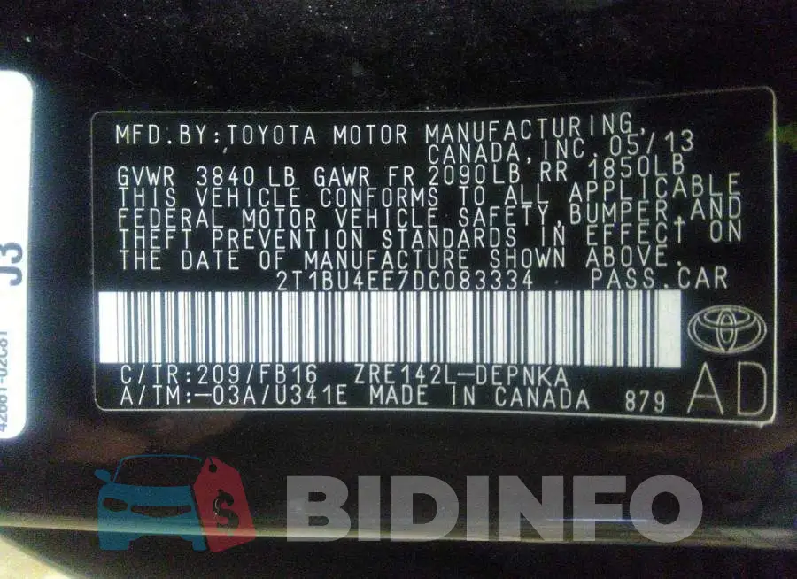 2T1BU4EE7DC083334 Photo# 9