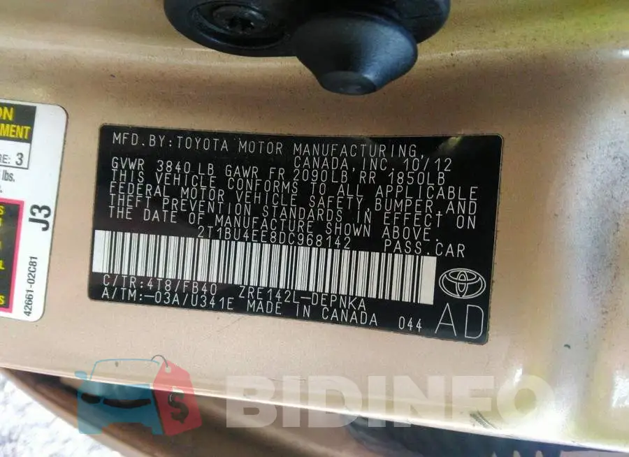 2T1BU4EE8DC968142 Photo# 9