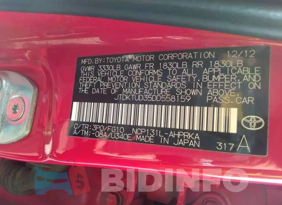 JTDKTUD35DD558159 Photo# 9