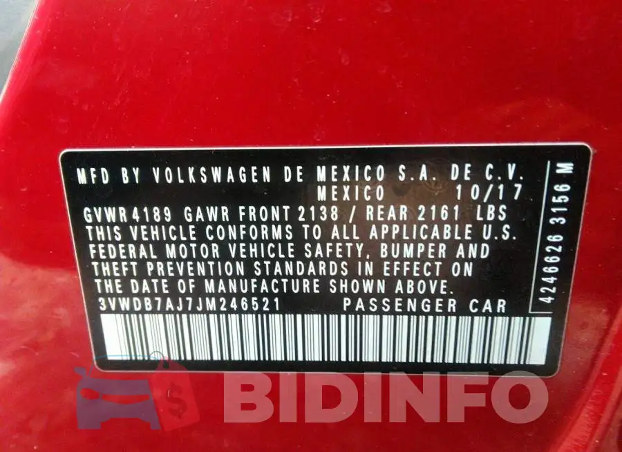 3VWDB7AJ7JM246521 Photo# 9