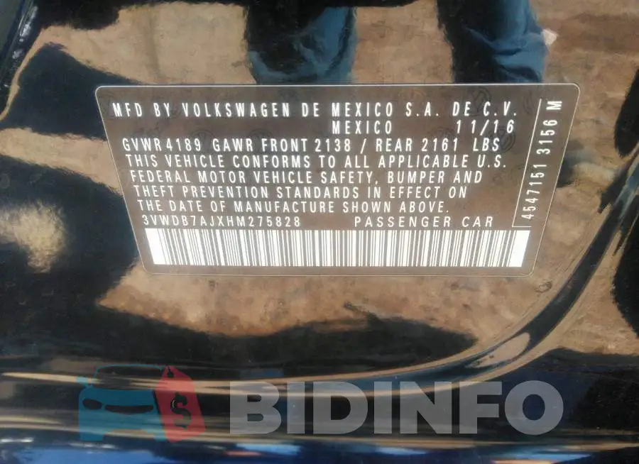 3VWDB7AJXHM275828 Photo# 9