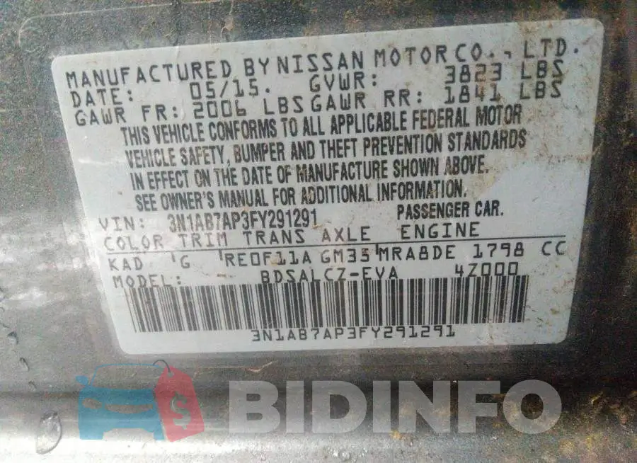 3N1AB7AP3FY291291 Photo# 9