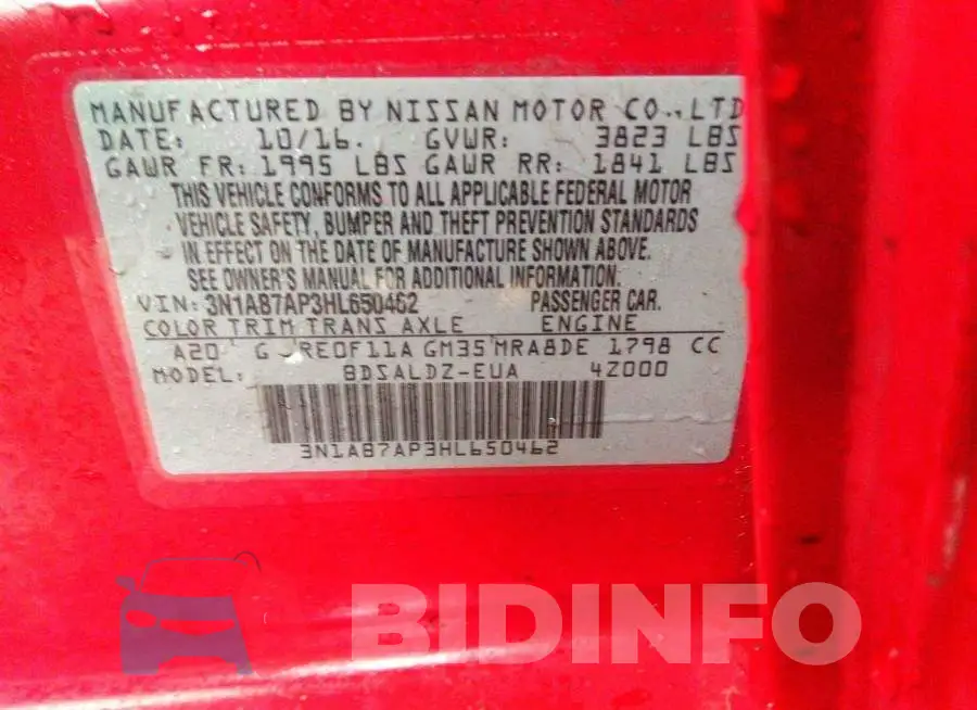 3N1AB7AP3HL650462 Photo# 9