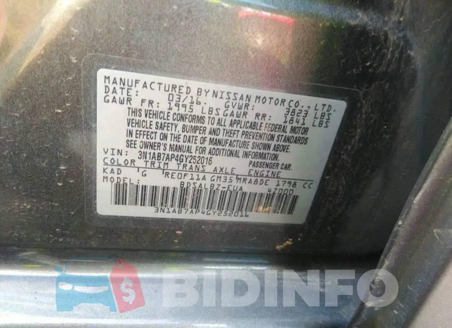 3N1AB7AP4GY252016 Photo# 9