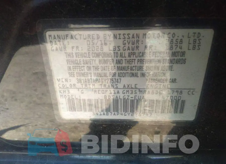3N1AB7AP4GY275747 Photo# 9