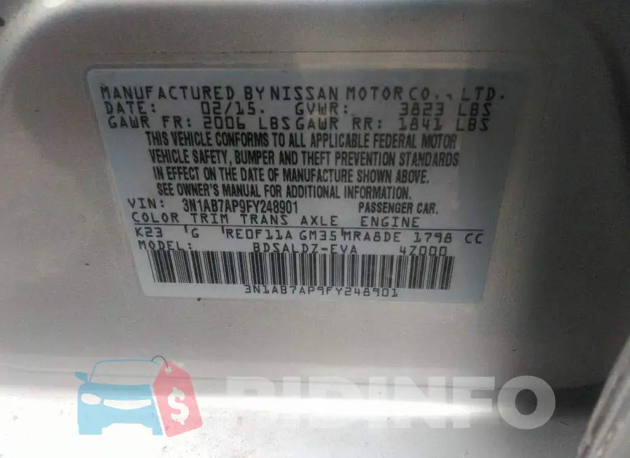 3N1AB7AP9FY248901 Photo# 9