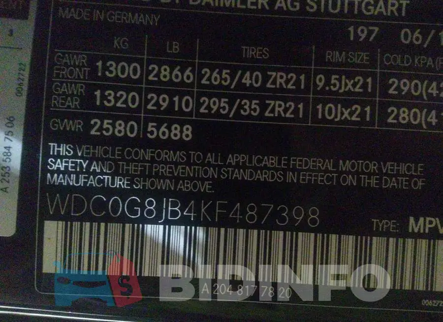 WDC0G8JB4KF487398 Photo# 9