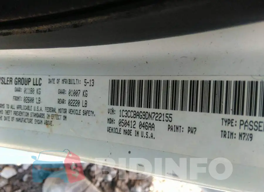1C3CCBAG9DN722155 Photo# 9