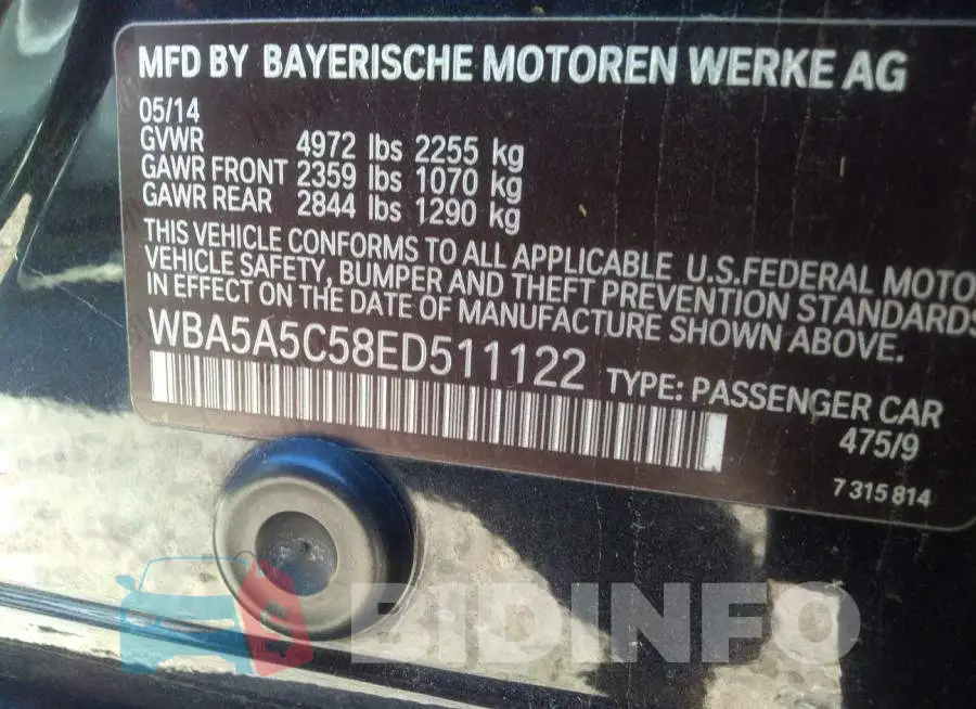WBA5A5C58ED511122 Photo# 9