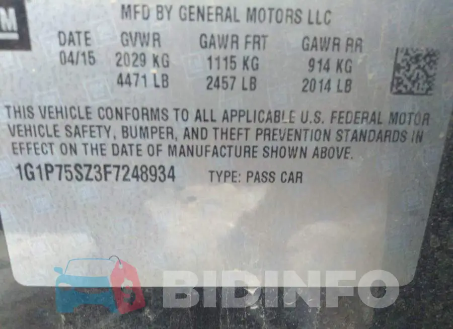 1G1P75SZ3F7248934 Photo# 8