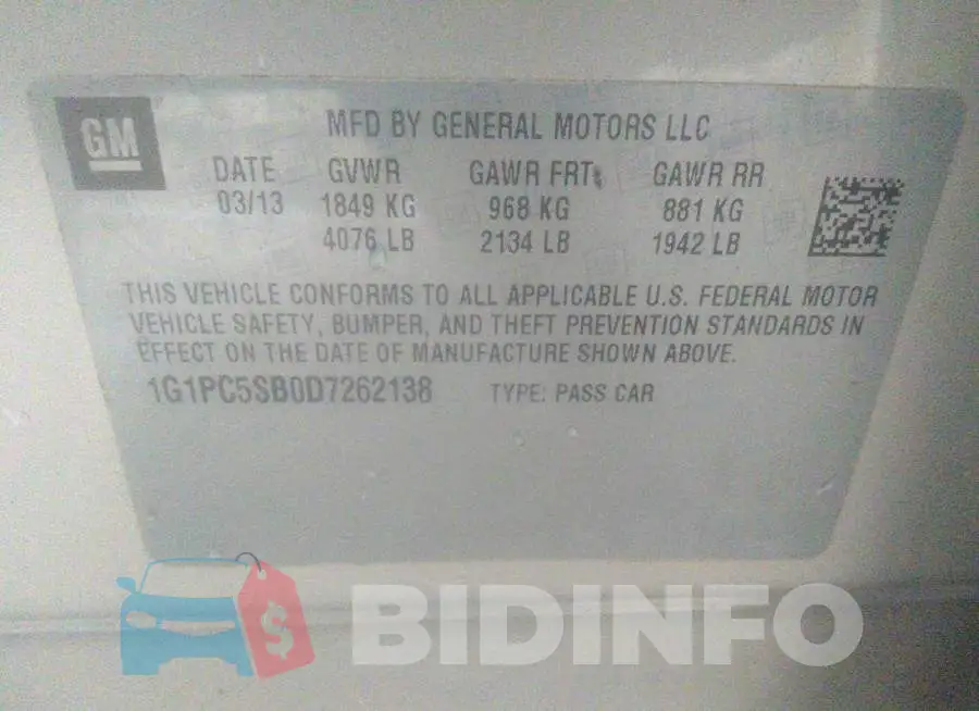 1G1PC5SB0D7262138 Photo# 9