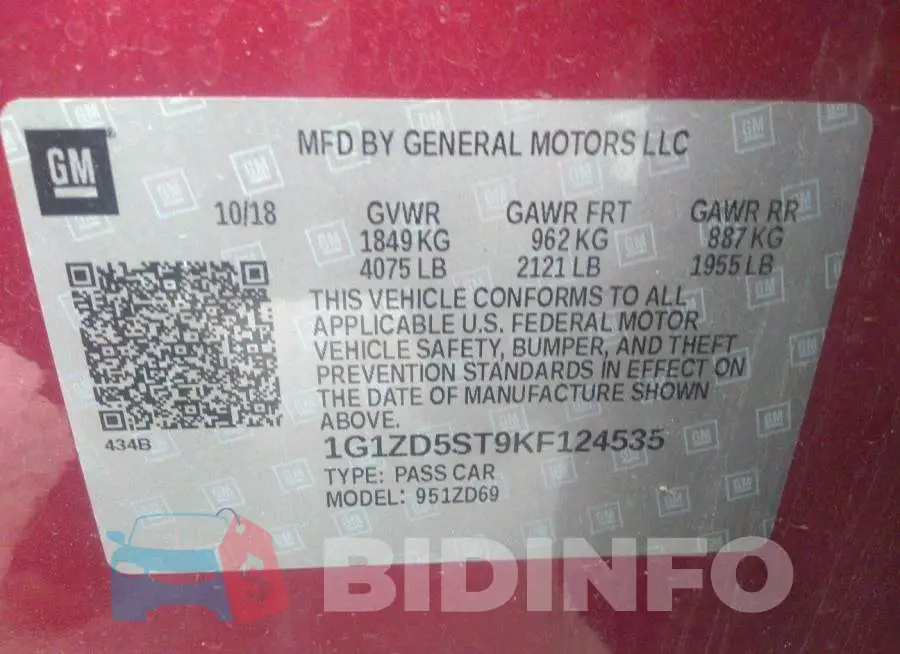 1G1ZD5ST9KF124535 Photo# 9