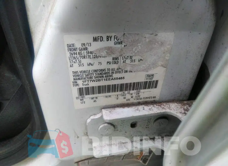 1FT7W2BT1EEA55485 Photo# 9