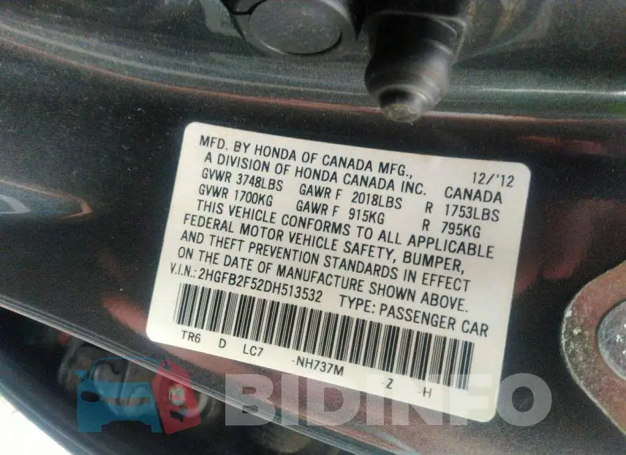 2HGFB2F52DH513532 Photo# 9