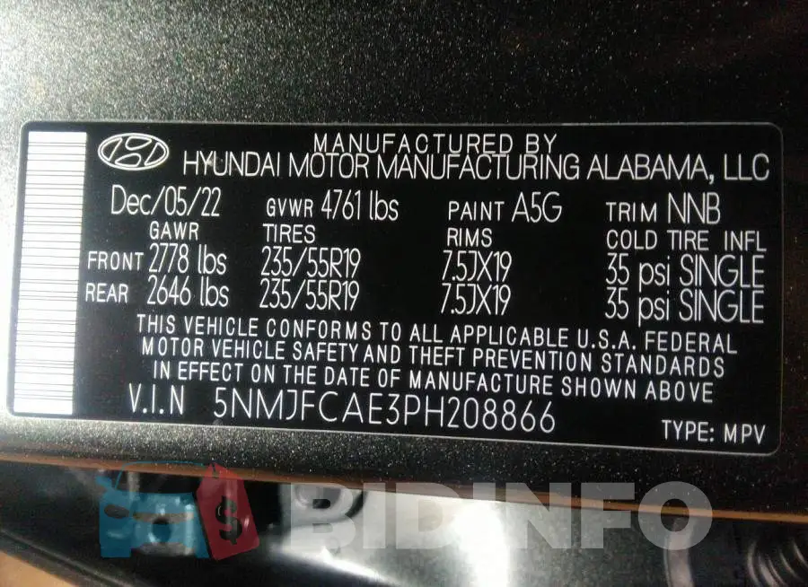 5NMJFCAE3PH208866 Photo# 9