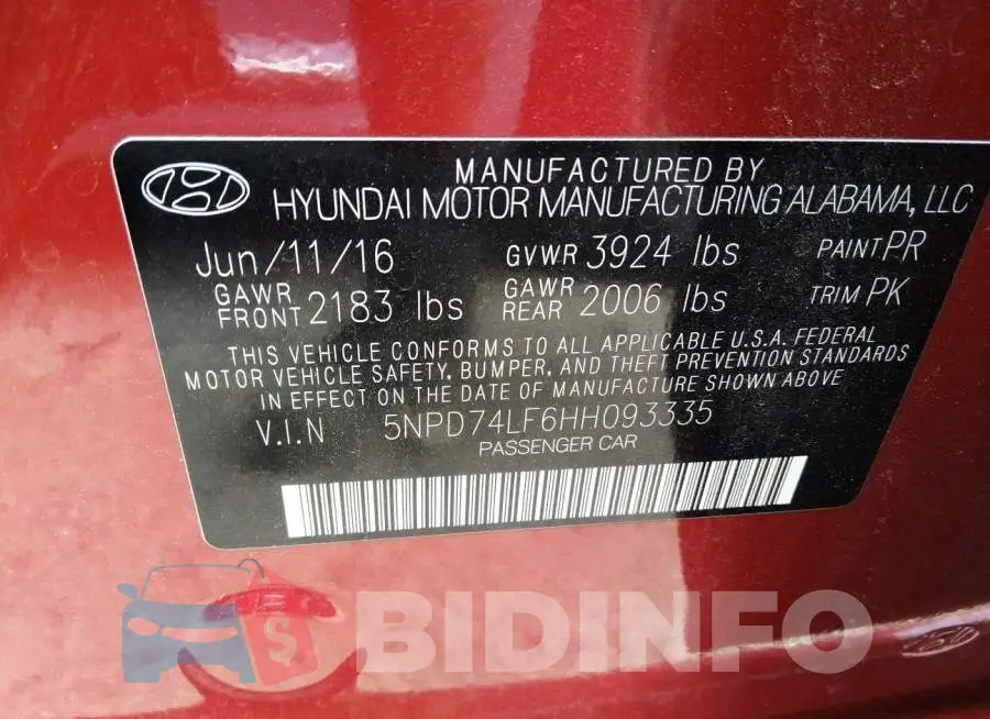 5NPD74LF6HH093335 Photo# 9