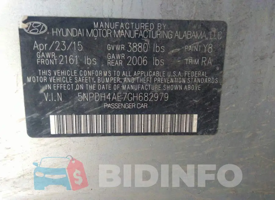 5NPDH4AE7GH682979 Photo# 9