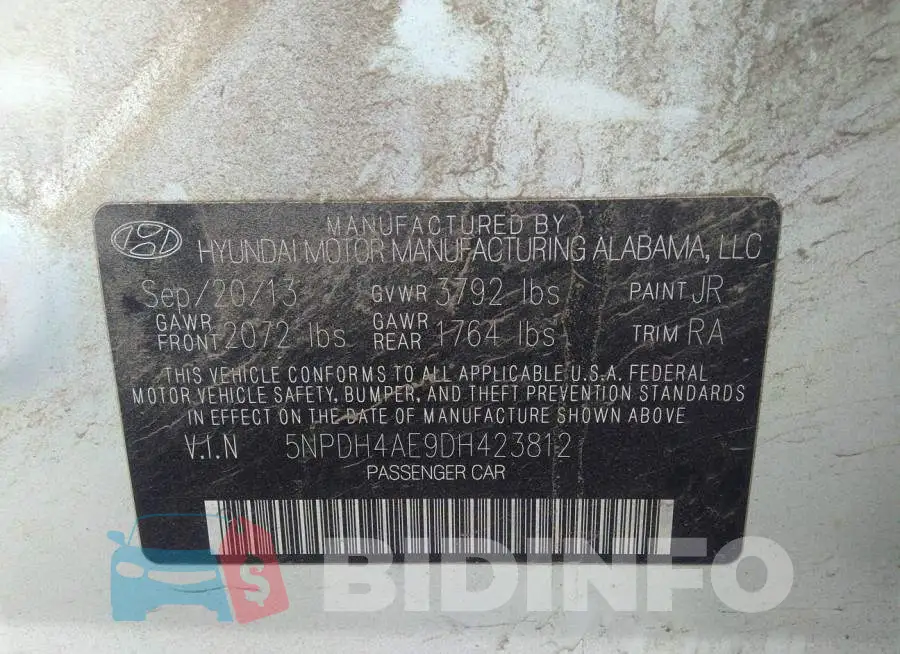 5NPDH4AE9DH423812 Photo# 9
