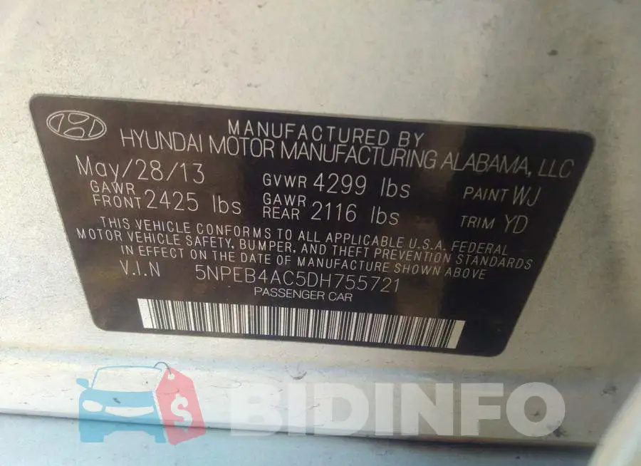 5NPEB4AC5DH755721 Photo# 9