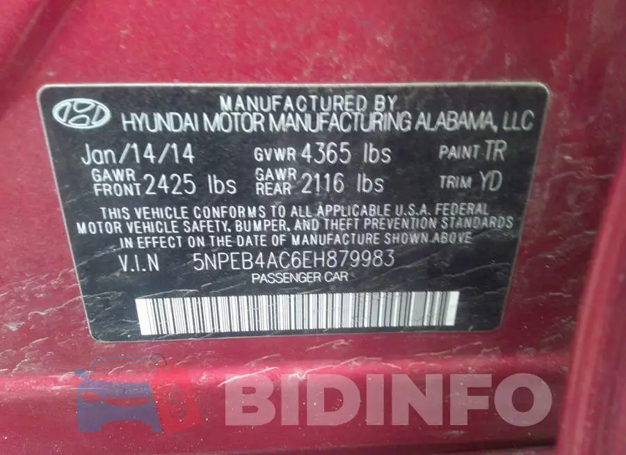 5NPEB4AC6EH879983 Photo# 9