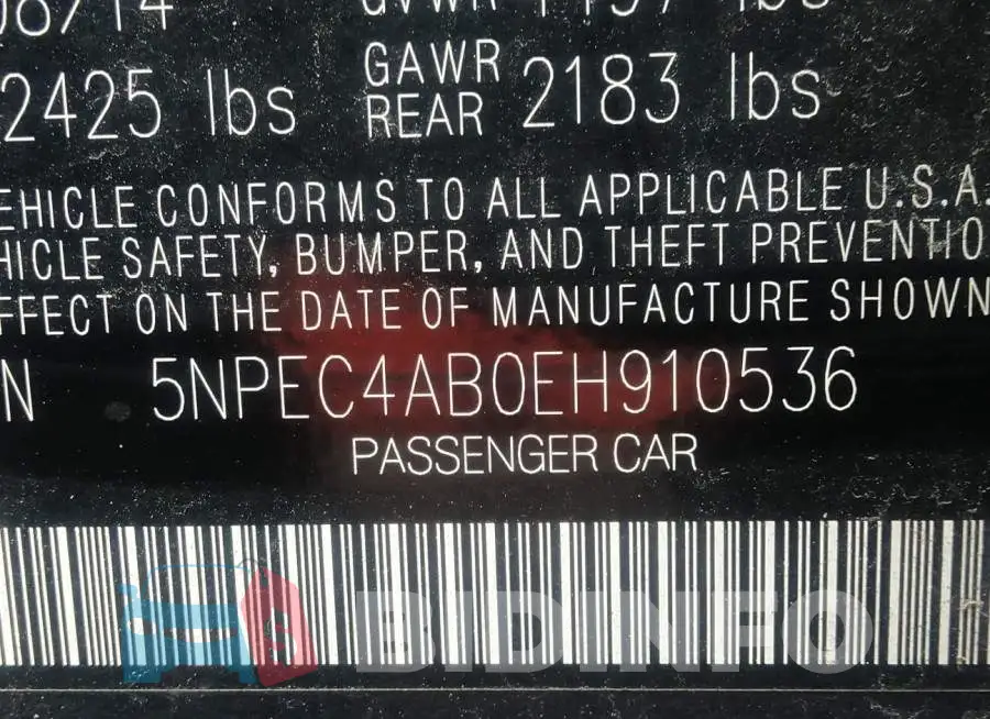 5NPEC4AB0EH910536 Photo# 9