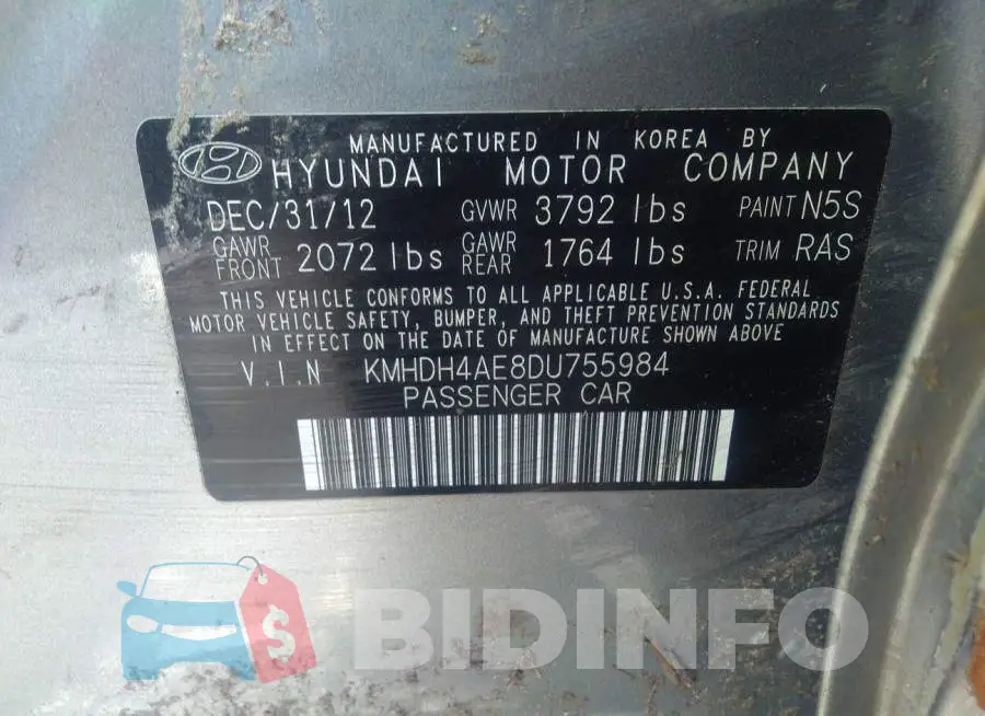 KMHDH4AE8DU755984 Photo# 9