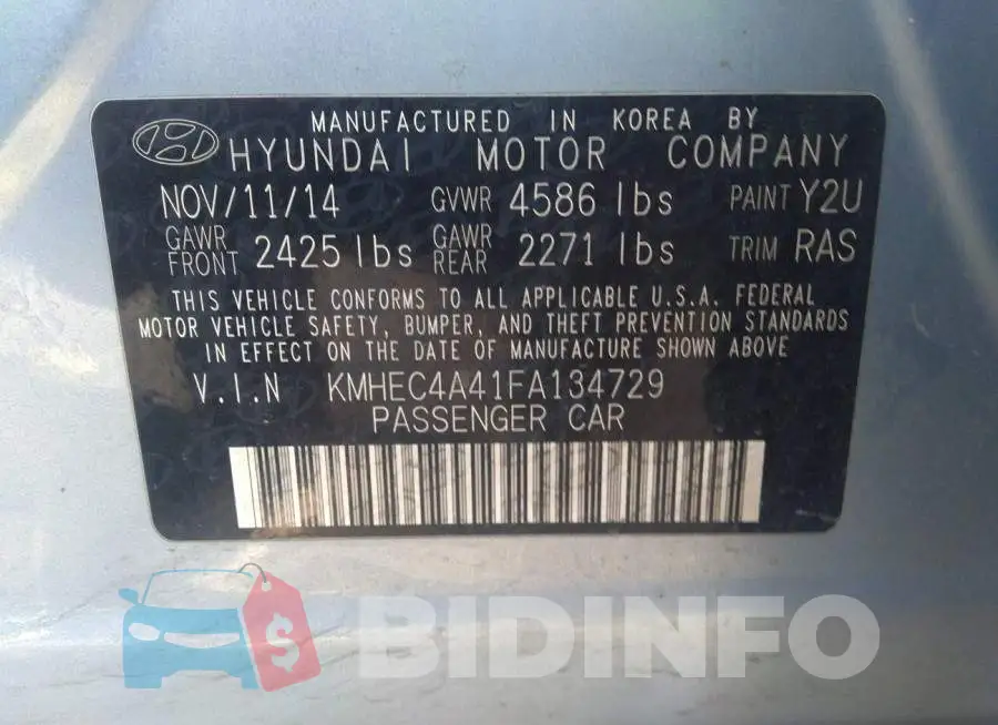 KMHEC4A41FA134729 Photo# 9