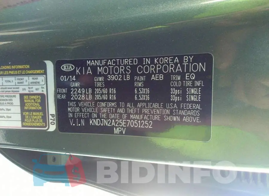 KNDJN2A25E7051252 Photo# 9