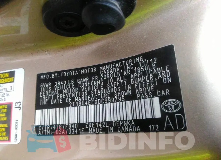 2T1BU4EEXDC999795 Photo# 9