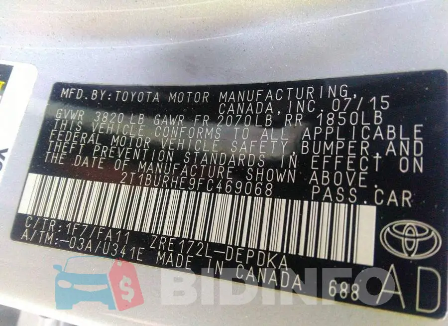 2T1BURHE9FC469068 Photo# 9