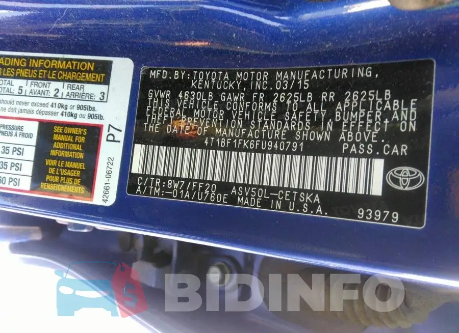 4T1BF1FK6FU940791 Photo# 9