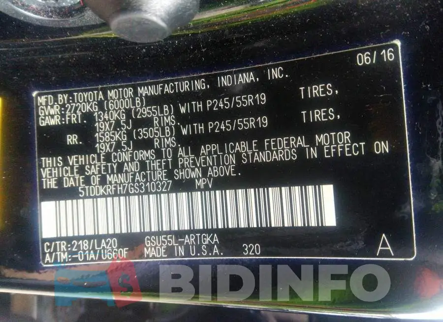 5TDDKRFH7GS310327 Photo# 9