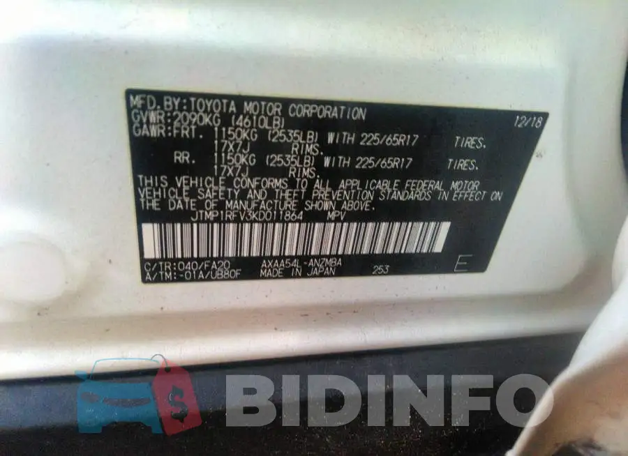 JTMP1RFV3KD011864 Photo# 9