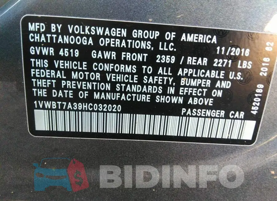1VWBT7A39HC032020 Photo# 9