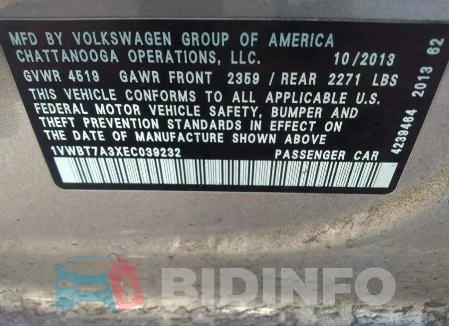 1VWBT7A3XEC039232 Photo# 9