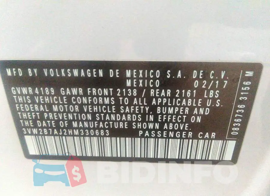 3VW2B7AJ2HM330683 Photo# 9