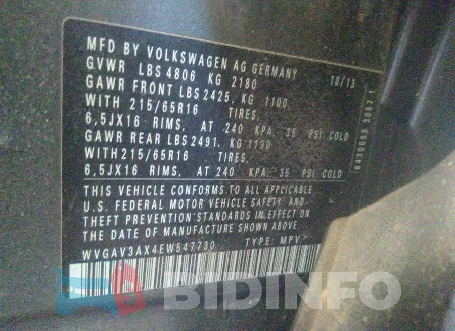 WVGAV3AX4EW547730 Photo# 9