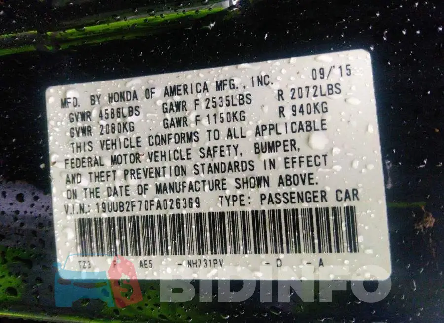19UUB2F70FA026369 Photo# 9