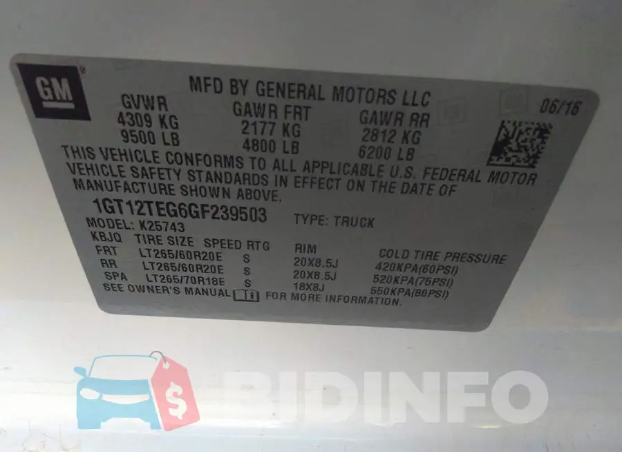 1GT12TEG6GF239503 Photo# 9