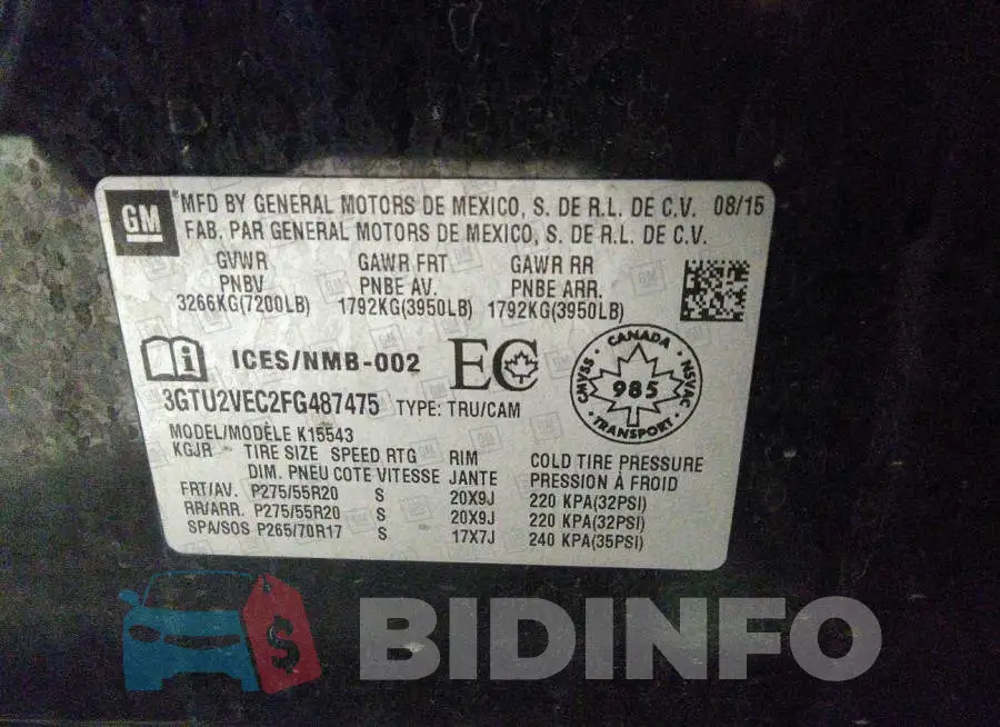 3GTU2VEC2FG487475 Photo# 9