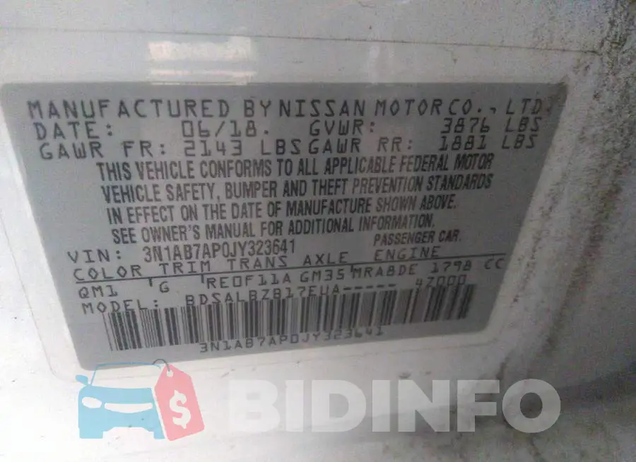 3N1AB7AP0JY323641 Photo# 9