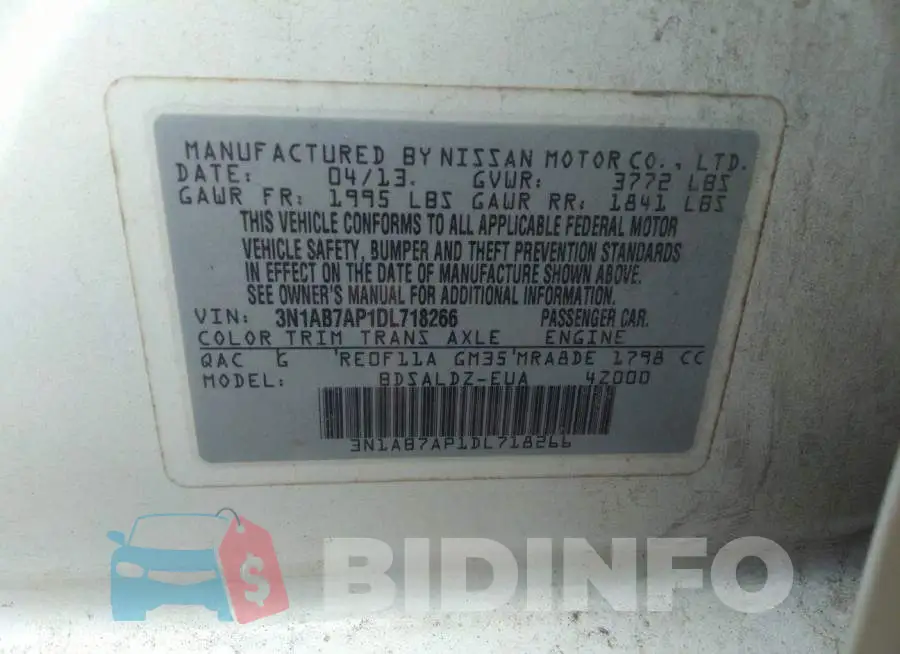 3N1AB7AP1DL718266 Photo# 9