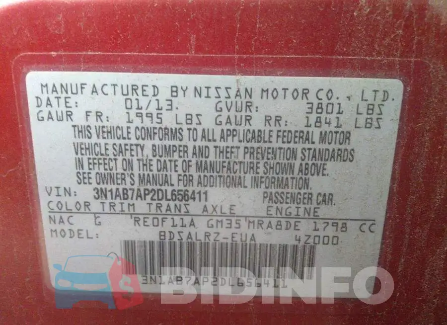3N1AB7AP2DL656411 Photo# 9
