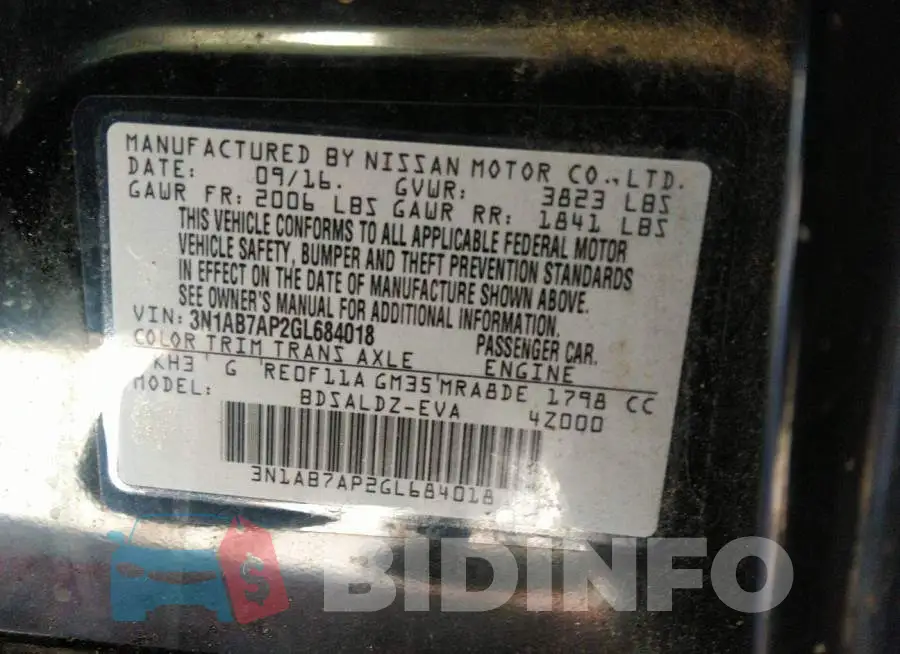 3N1AB7AP2GL684018 Photo# 9