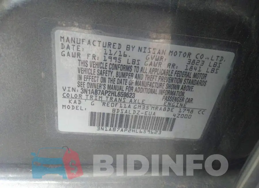 3N1AB7AP2HL659623 Photo# 9