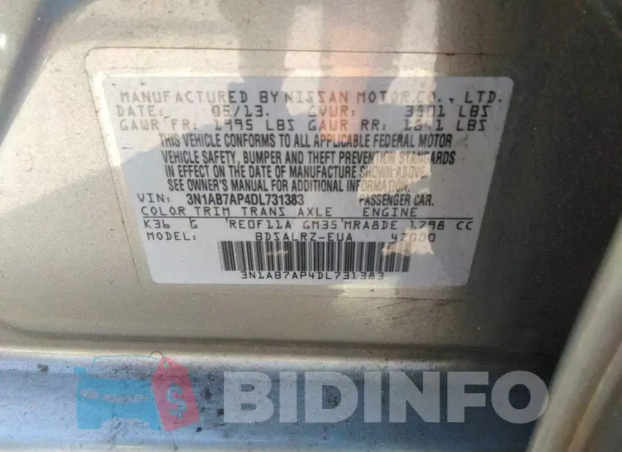 3N1AB7AP4DL731383 Photo# 9