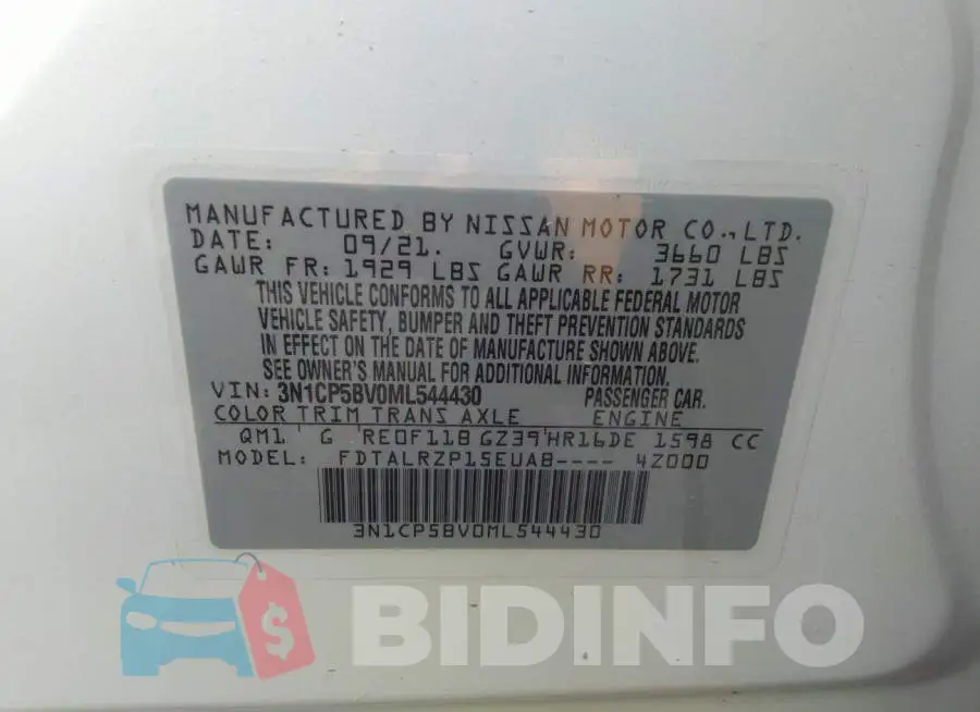 3N1CP5BV0ML544430 Photo# 9